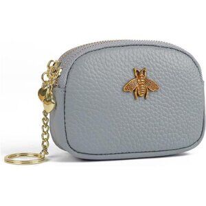 Women Leather Coin Purse Copper, Light Blue